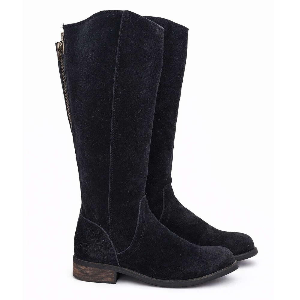 UGG‎ EU 36 US 5.5 Black Suede Tall Riding Boots Back Zipper Classic Quiet Luxury
